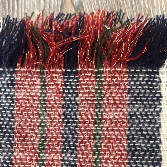 Multi-Color Plaid Fringe Trim Scarf - Picture 4 of 4